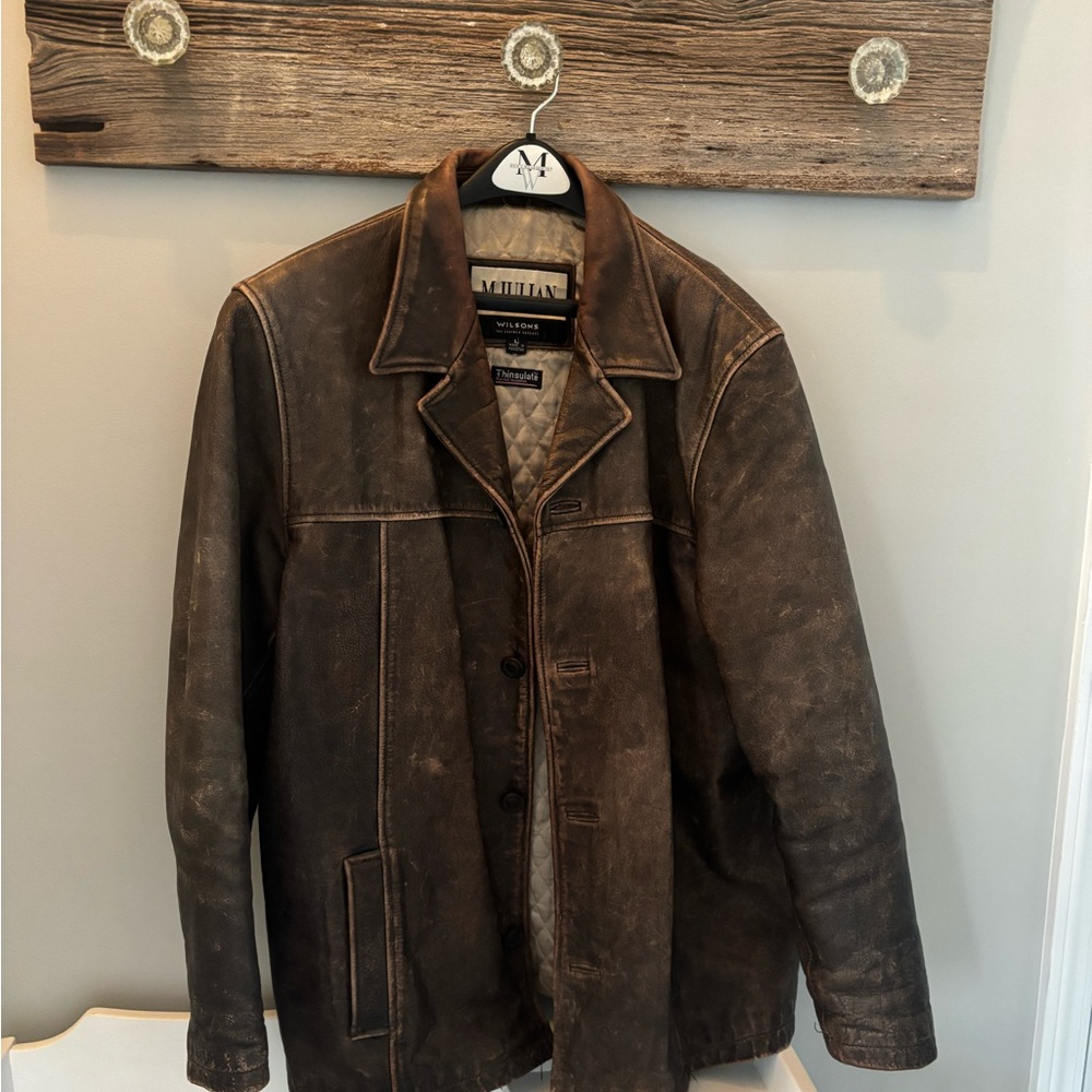 Men's Distressed Leather Field Jacket